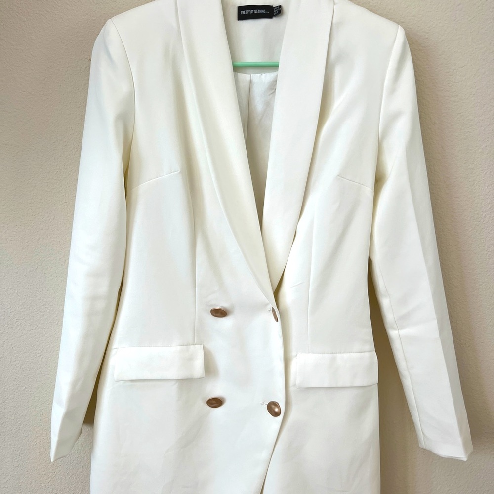 White blazer dress from pretty little thing!